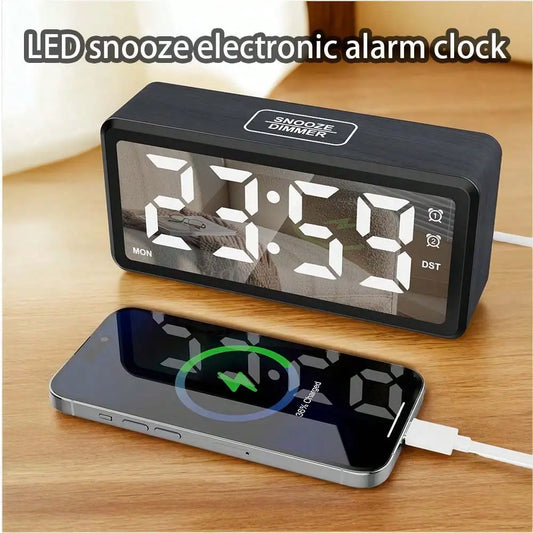 Wooden alarm clock, large LED display screen,  12/24-hour, 4 Colors....