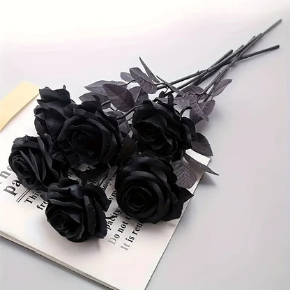 Artificial Black Roses  Long Stem, with No Container