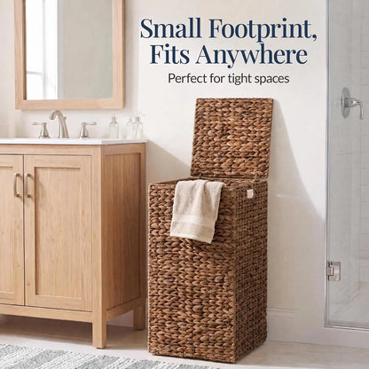 Small Laundry Hamper with Lid, Natural Handwoven, W/Removeable & Washable Liner Bag, P, 18 Gallon, 2 Colors....