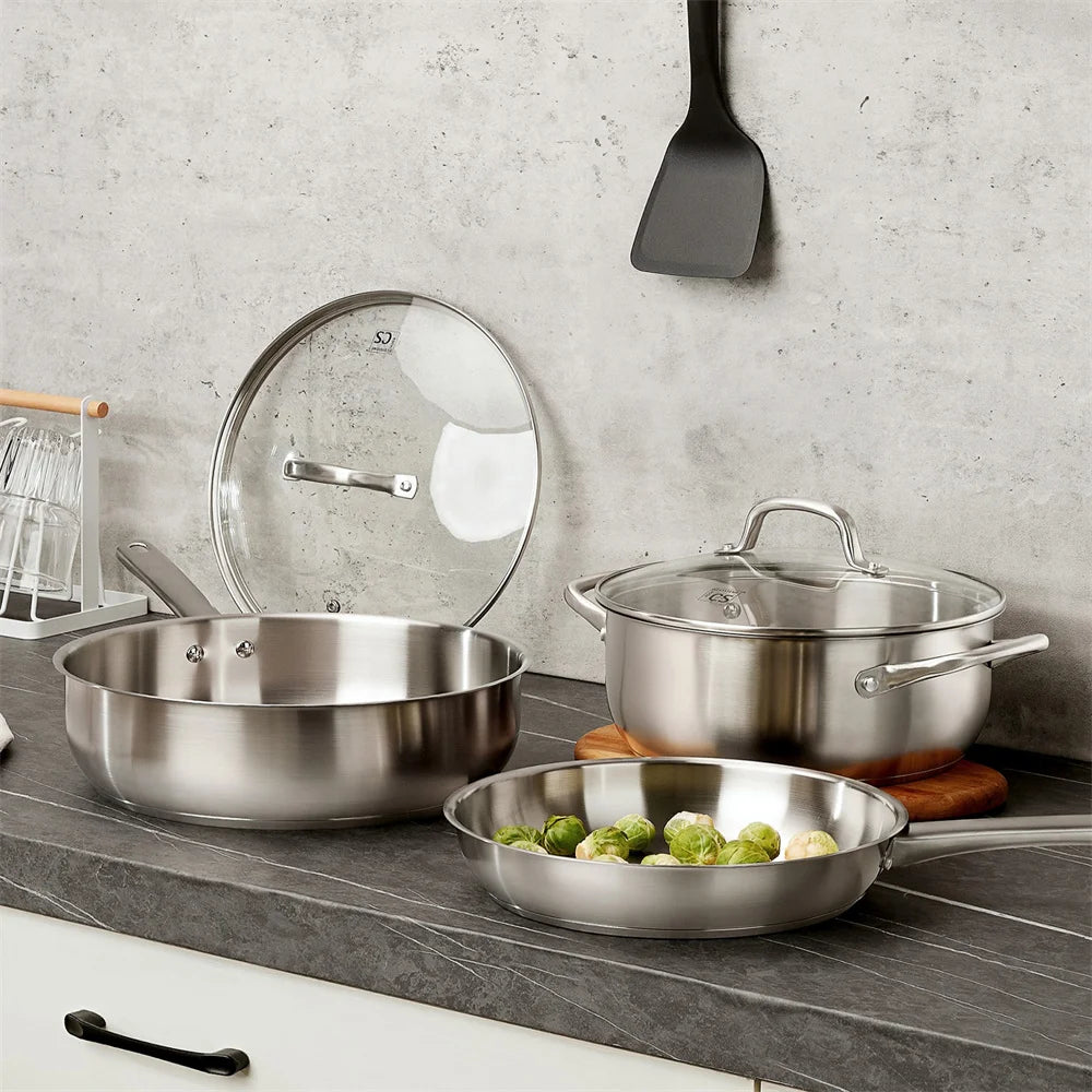 10 Piece Stainless Steel Kitchen Cookware Set....