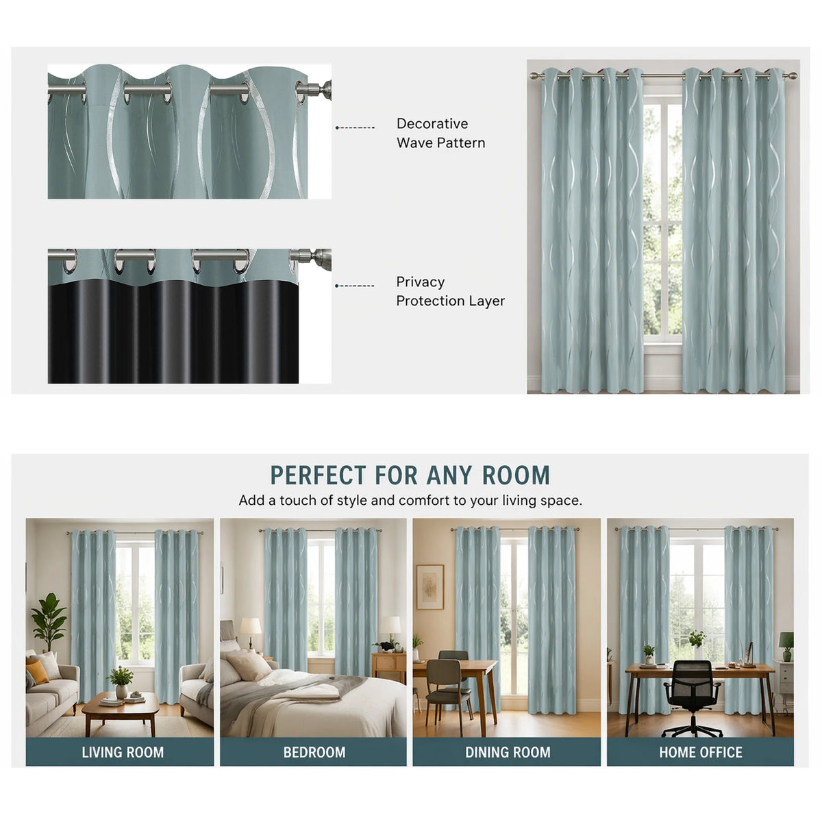 Luxury 100% Blackout Curtains Solid Color Window Drapes, Thermal Insulating Room Darkening with Eyelet Rings, 5 Colors, Many Sizes...