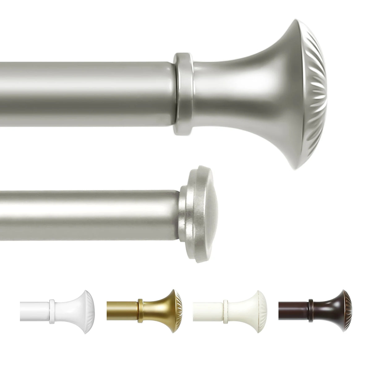 1 Set 5/8 Inch Diameter Heavy-Duty Curtain Rod, Telescoping, 5 Colors, 3 Sizes......