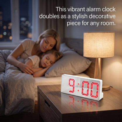 White Mirror Surface Voice Activated Alarm Clock, 3 Sets Alarms Time, Date, Temperature Cycle Display, USB Rechargeable.....