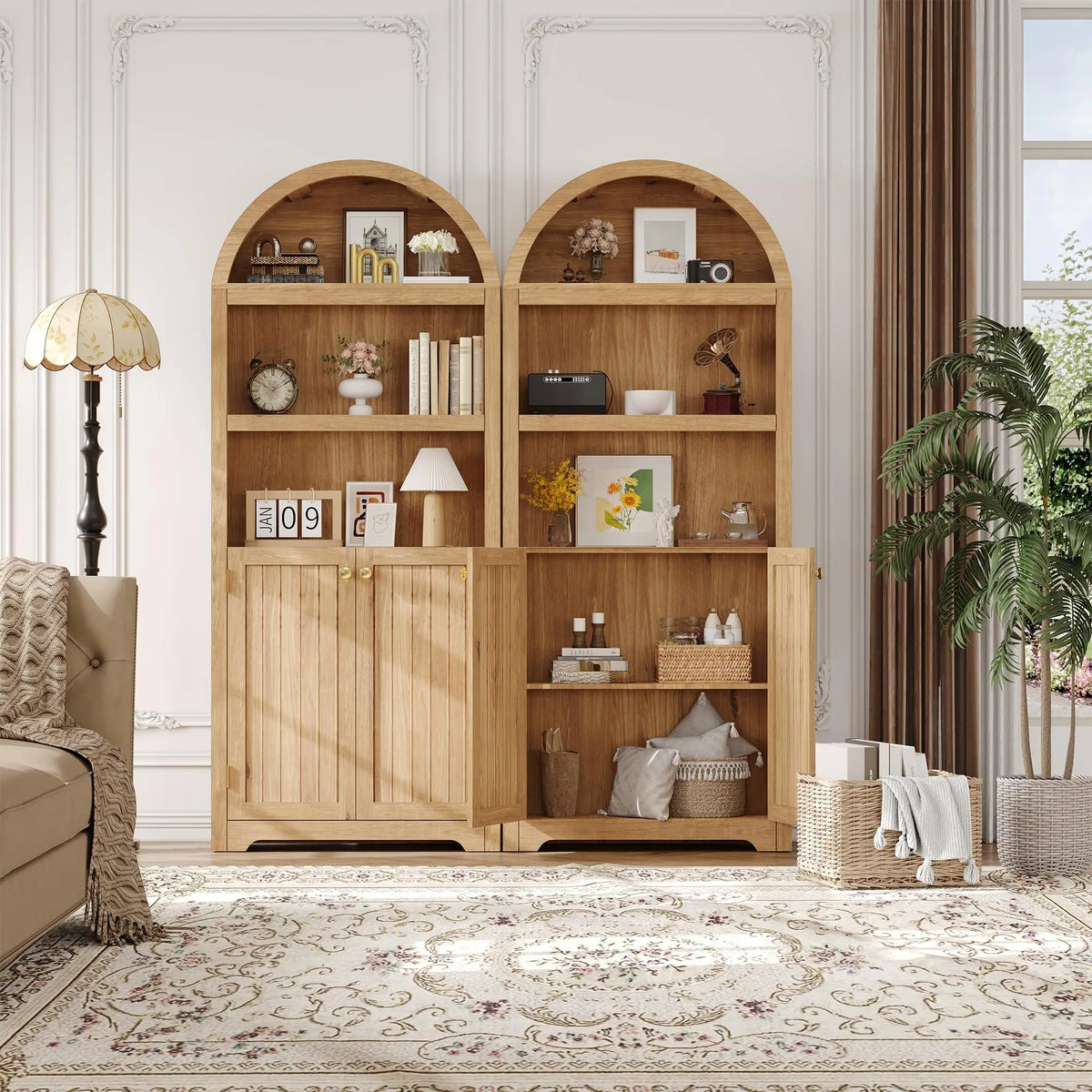 Bookcase with Doors, 71 Inch Tall , Wooden Bookshelf