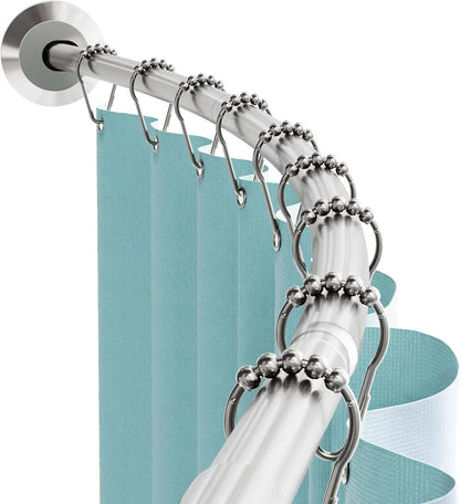 Rustproof Curved Shower Rod, No Drill Tension Mount Adjustable 50-72in, Easy Install