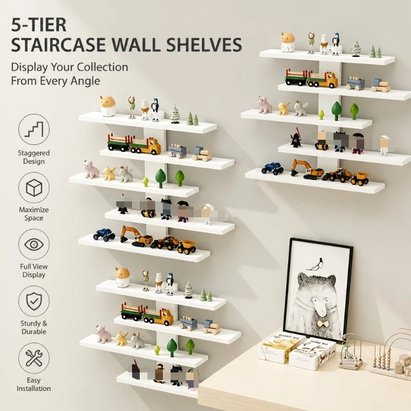 10-piece Plastic set of floating wall racks, multi-tiered
