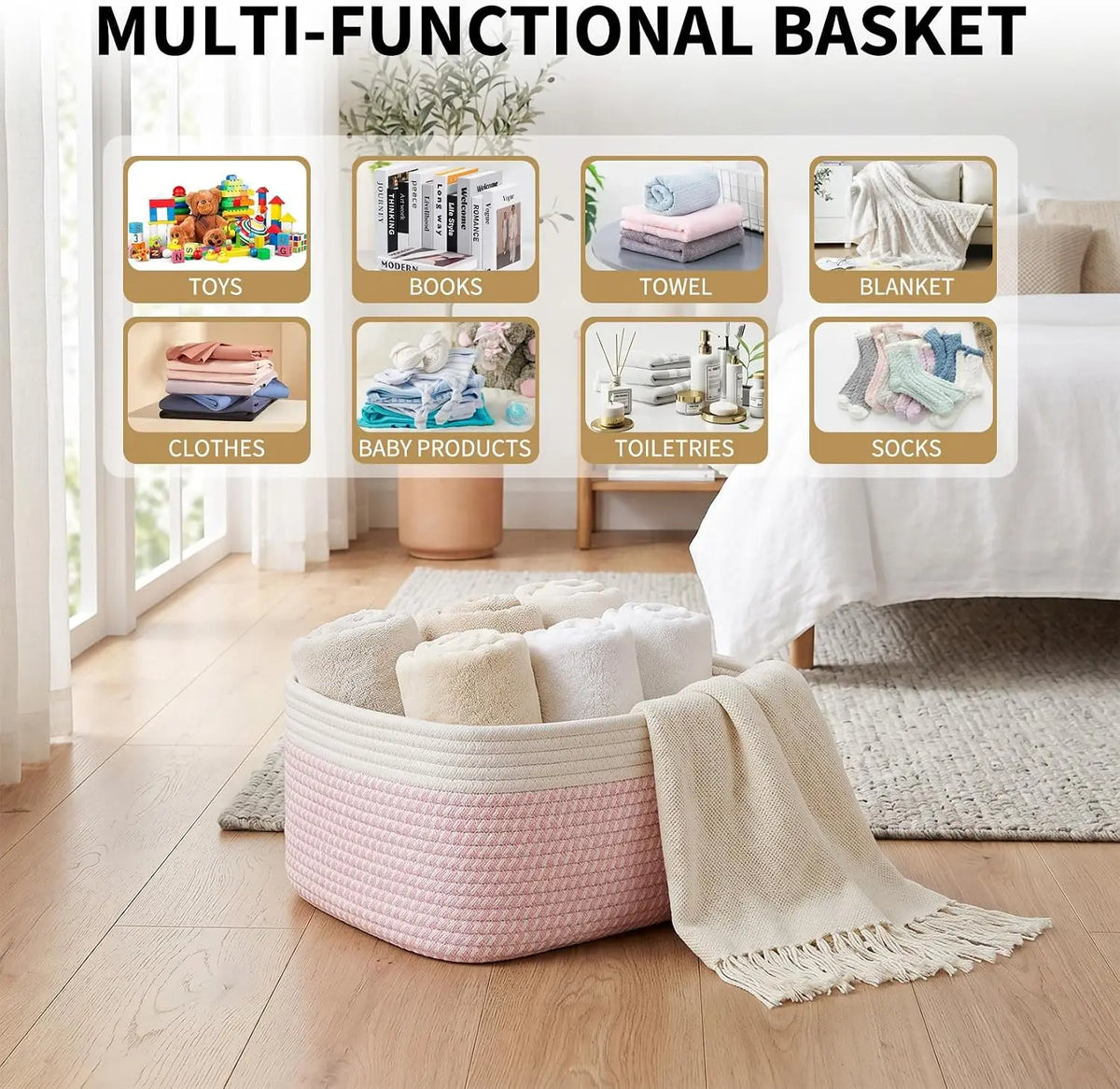 Set Of 3 Soft Cotton Rope Woven Storage Baskets ....