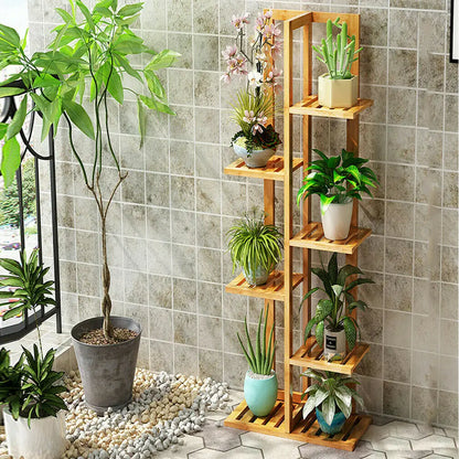 6/7 Tiers Natural Bamboo Plant Stand, Home Indoor Outdoor