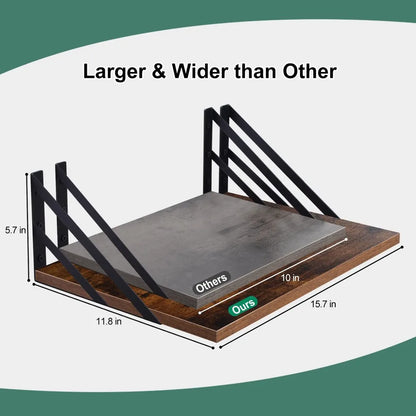 Set of 2 Floating Wooden Shelves, 15.7"W × 11.8"D