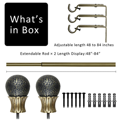 Heavy Duty Adjustable Curtain Rod Set, 1" Diameter Single Window Drapery Rod , 28 to 120 Inches, 2 Colors.....