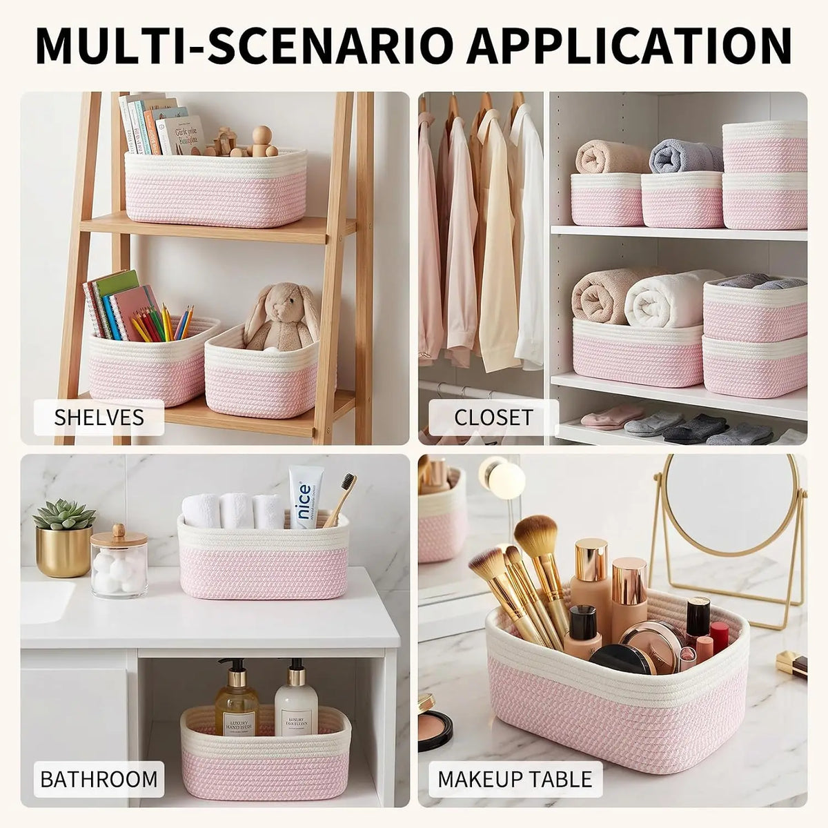 Set Of 3 Soft Cotton Rope Woven Storage Baskets ....