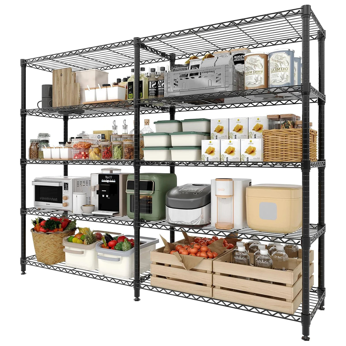 Heavy Duty Storage Shelves 4/5 Tiers Metal Shelving Adjustable