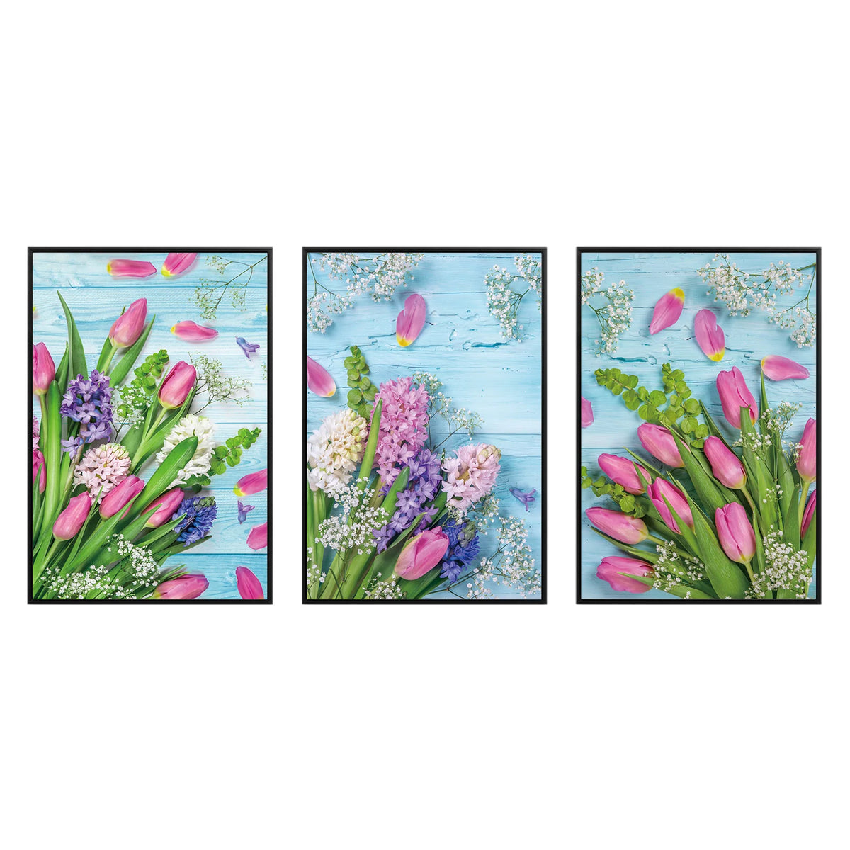 3 Panel Floral Wall Art, 16x24 Inch Colorful Flower Framed Prints....