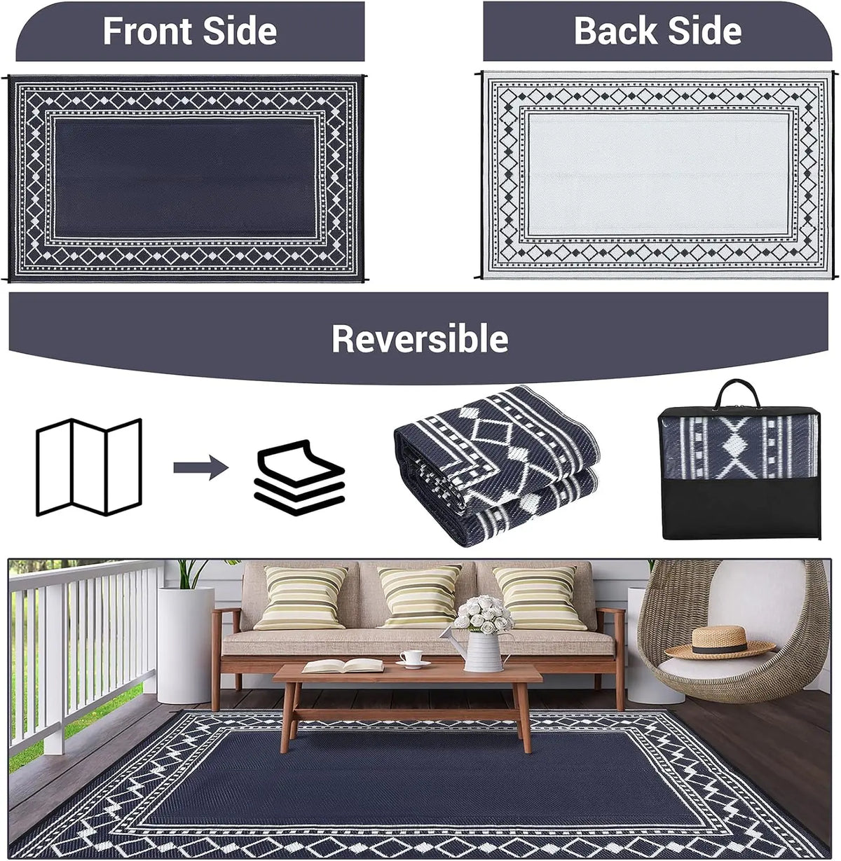9x18/8X10FT Waterproof Plastic Carpet Washable Outdoor Mat