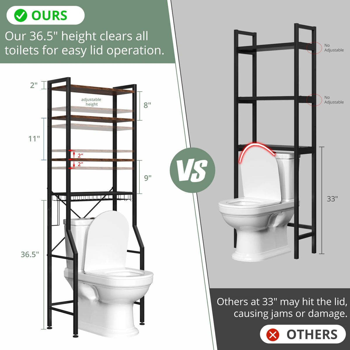 4-Tier Freestanding Organizer Shelf with Adjustable Shelf with 3 Hooks....