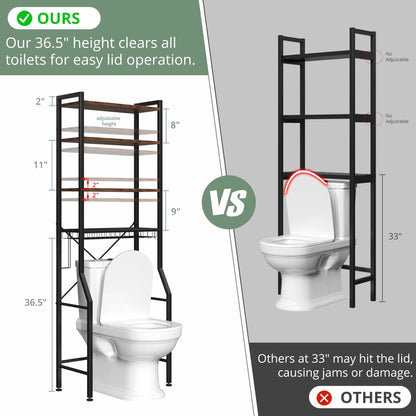 4-Tier Freestanding Organizer Shelf with Adjustable Shelf with 3 Hooks....