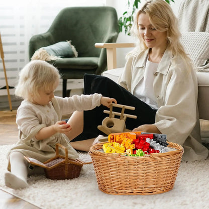 Large Natural Willow Wicker Basket with Double Folding Handles. 16 Inch.....