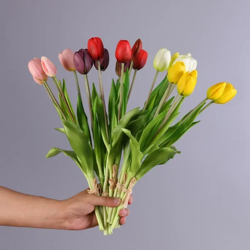 5pcs Artificial Flowers Soft Tulip  Real Touch