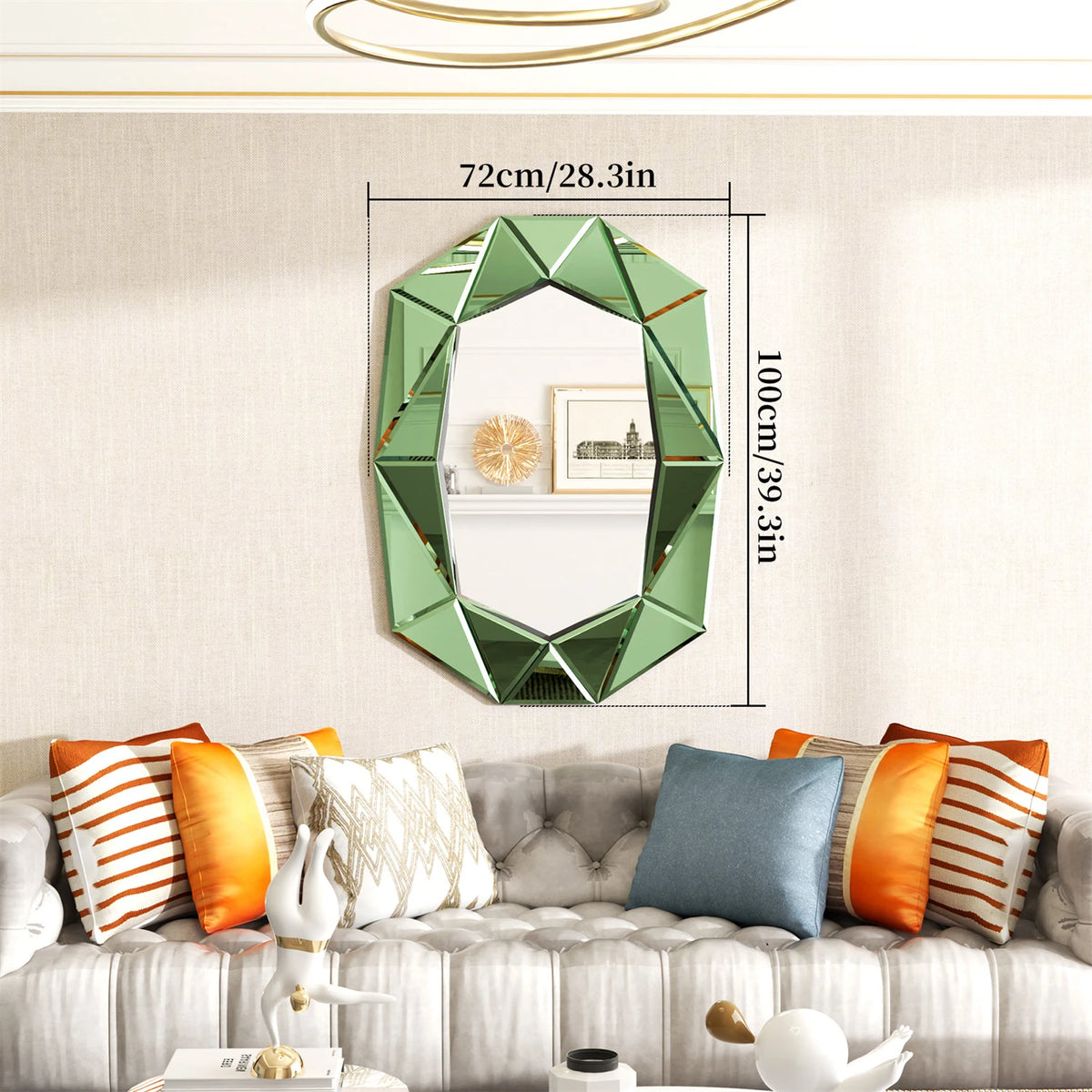 Irregular Decorative Wall Mirror 28x39 Inches with Beveled Diamond Edge