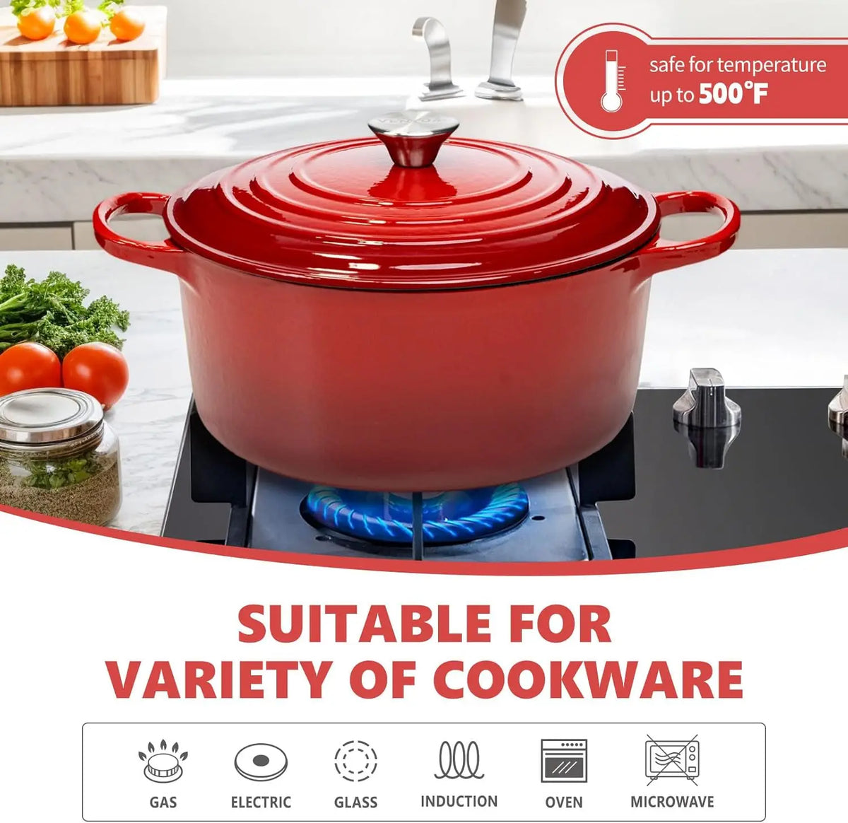 7QT Enameled Cast Iron Dutch Oven With Lid, Also In Blue.....