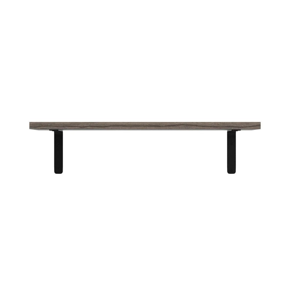 Set of 5 Rustic Floating Wooden Wall Shelves, Wall Mount With Anti-Fall Metal Guardrail,
