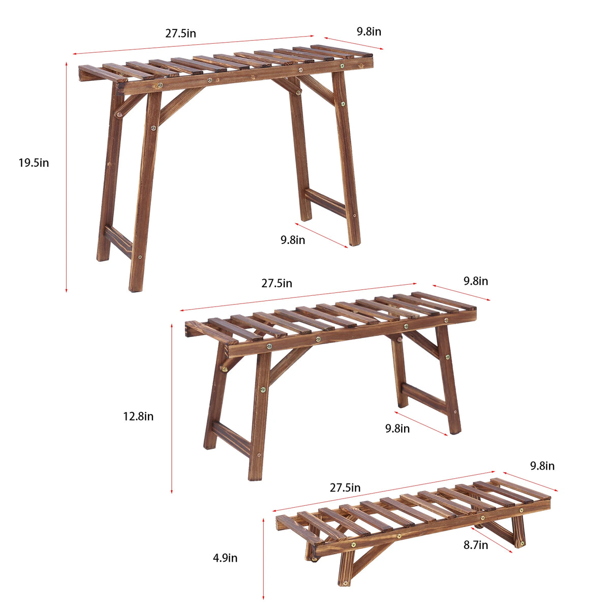 3 Tier Wooden Plant Stand Planter Organizer / 27.5x9.8x4.9 inch....