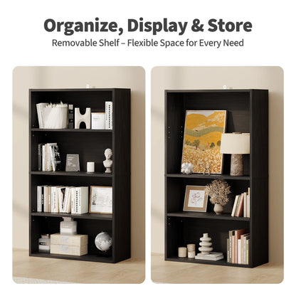 3-4 Tier Wooden Shelf Bookcase Tall Floor Standing