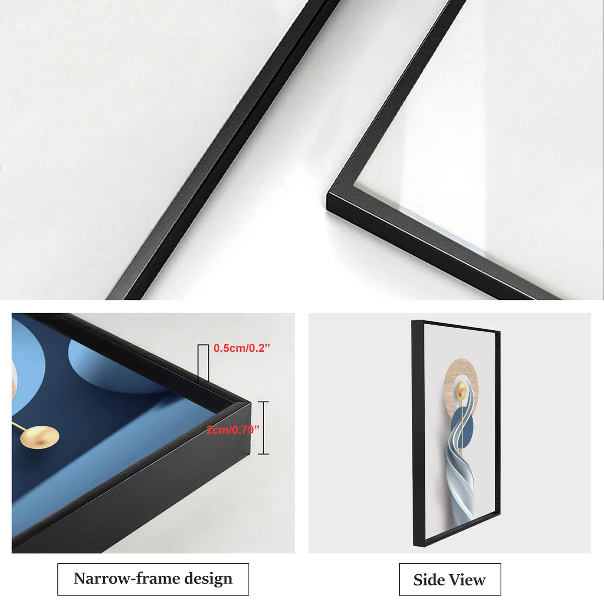 3 Panel Wall Art, Geometric Abstract 16x24 Inch Stereo Shape Stone Framed Wall Prints