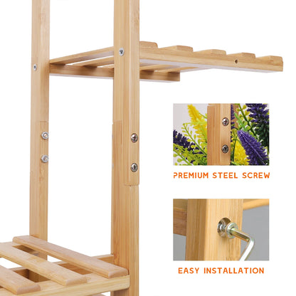 6/7 Tiers Natural Bamboo Plant Stand, Home Indoor Outdoor