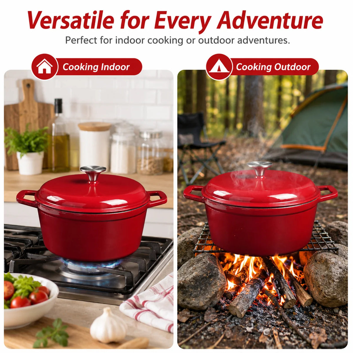4.75Qt Enameled Cast Iron Dutch Oven With Lid, Non-Stick Enamel Coating, & Oven Safe....
