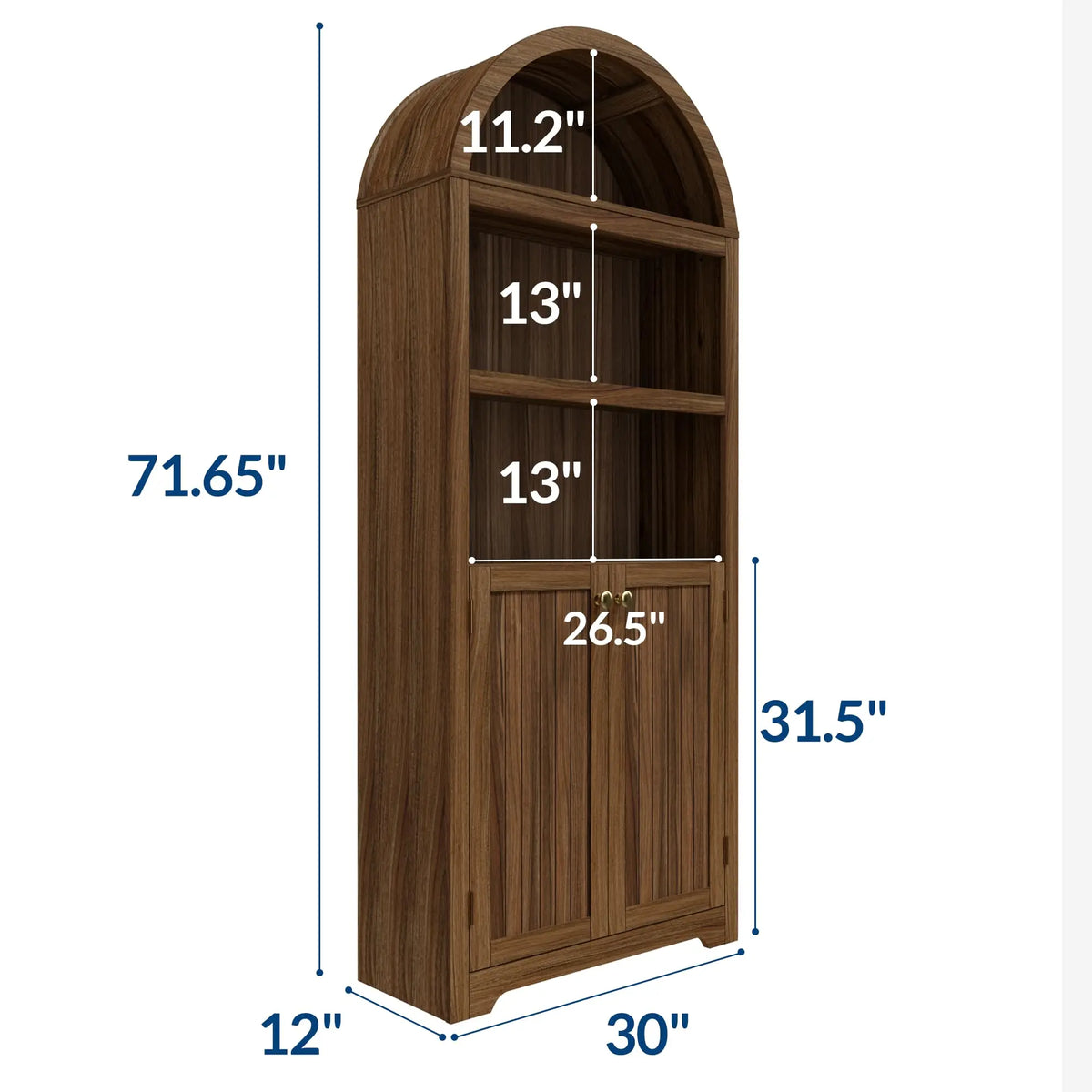 Bookcase with Doors, 71 Inch Tall , Wooden Bookshelf