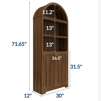 Bookcase with Doors, 71 Inch Tall , Wooden Bookshelf