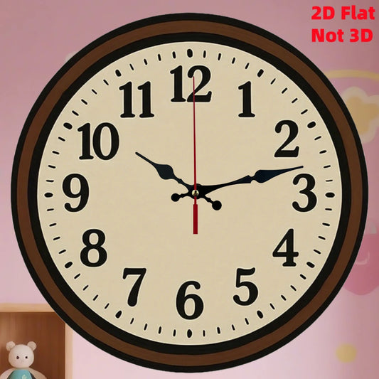 10 Inch Wall Clock, AA Battery Not Included, 2D Flat Design