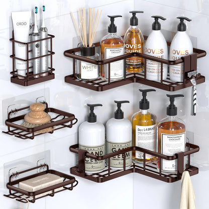 Shower Caddy, 5-Pack Organizer  with Soap Holder and 4 Removable Hooks No Drilling, Random Color Stainless Steal....
