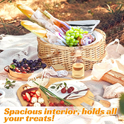 Handwoven Wicker Basket Set with Charcuterie Boards for  2