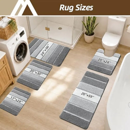 Bathroom Rugs 24x17, Soft Absorbent, Non-Slip Rubber Backing, Machine Washable