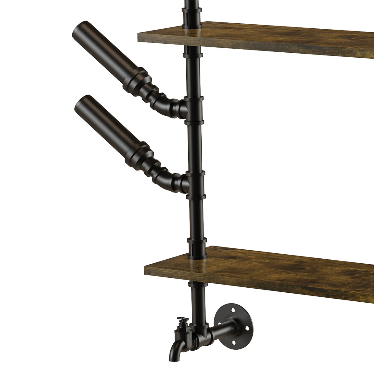 Pipe Bar Liquor Shelf, Floating Shelves with Wine Glass Holder, Black ....