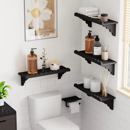 Rustic Wood Floating Wall Shelf with Wood Brackets.....
