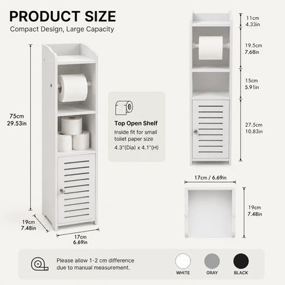 Slim Bathroom Plastic Storage Cabinet with Toilet Paper Holder....