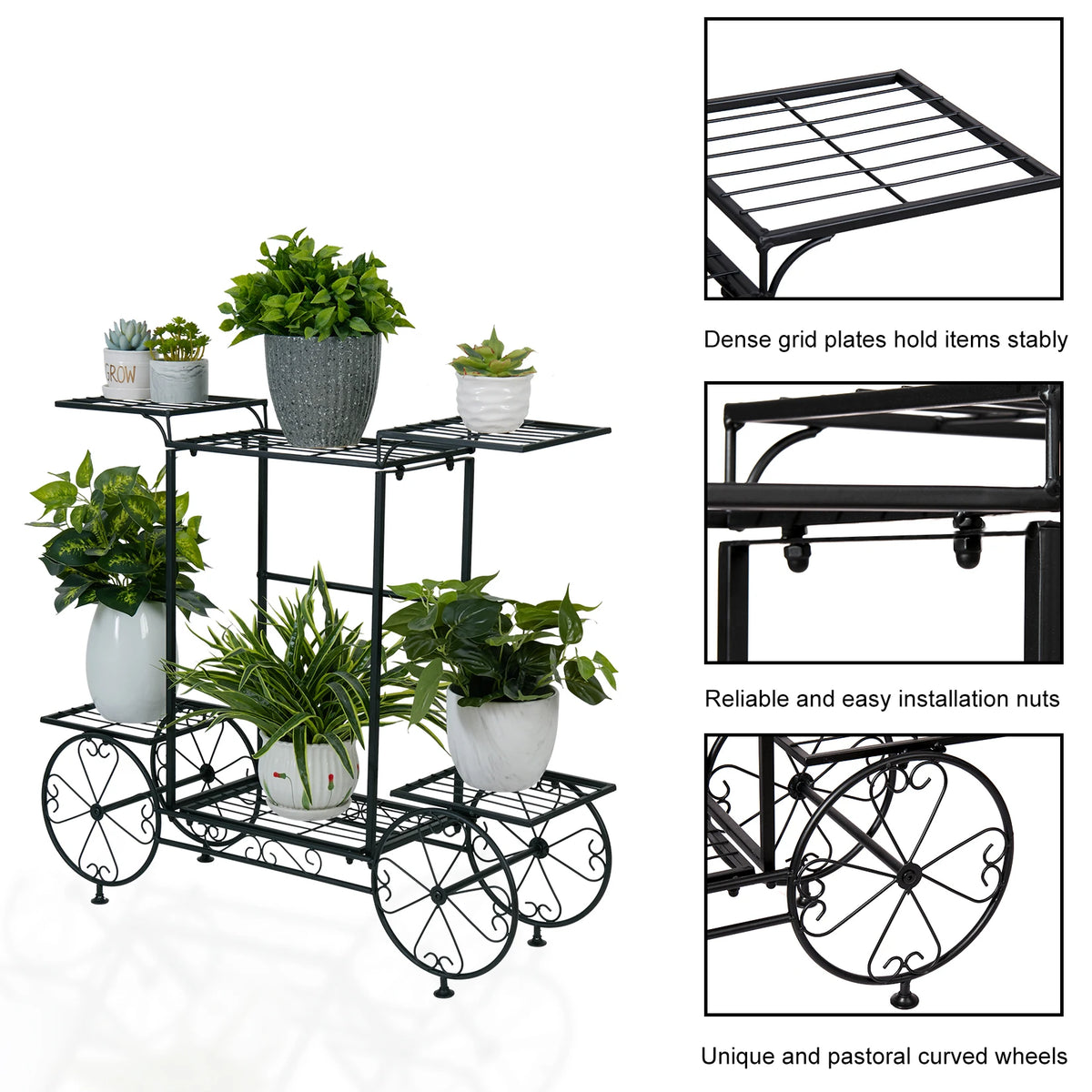 Metal Garden Cart Stand Flower Pot Holder....