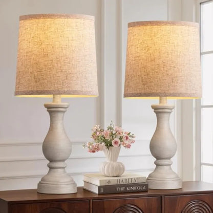 Set of 2 - Rustic Bedroom Lamps, 22" Boho Bedside Lamp
