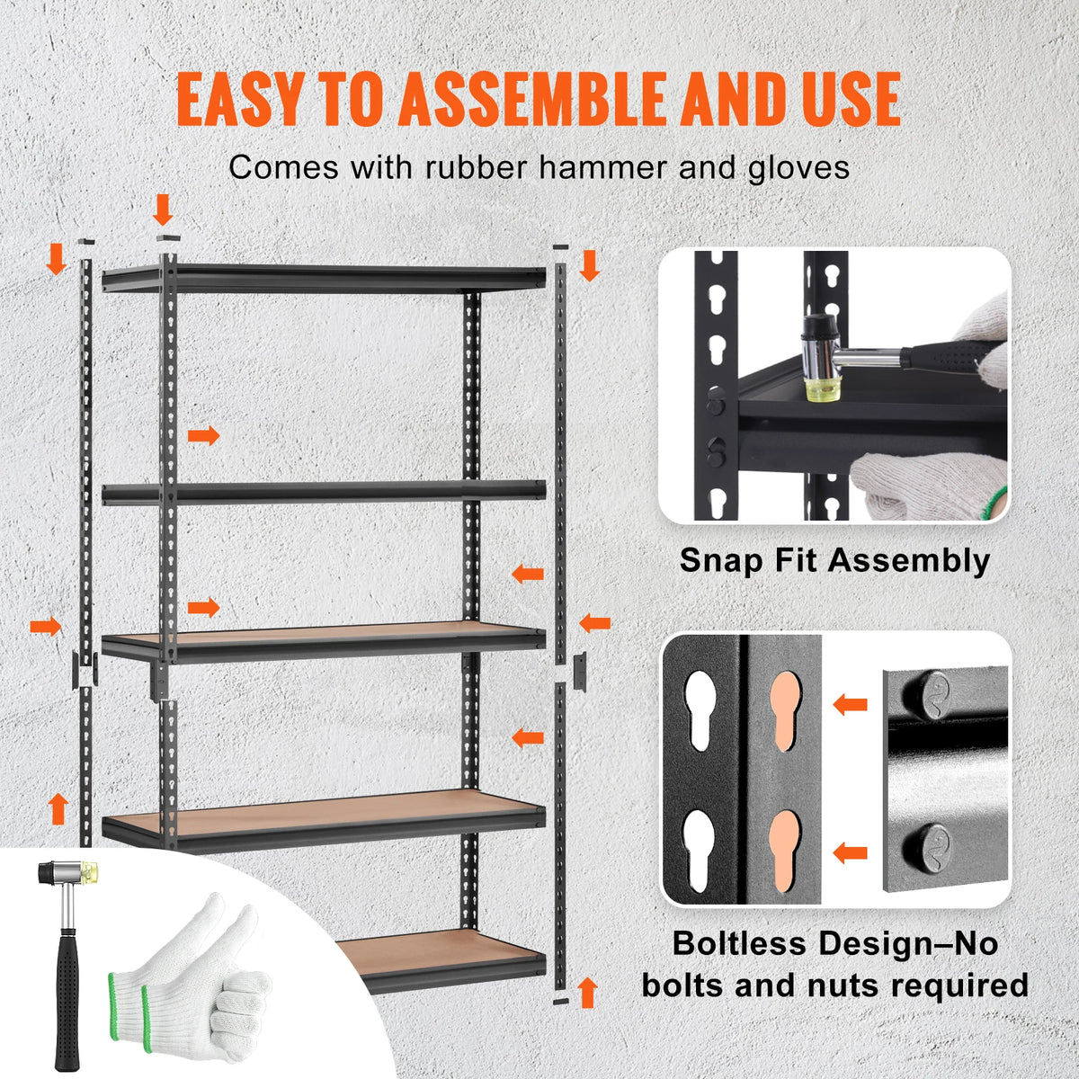 5 Layers Standing Storage Shelving Unit Heavy Duty Metal Rack