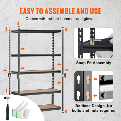 5 Layers Standing Storage Shelving Unit Heavy Duty Metal Rack