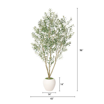 8FT Artificial Olive Tree With Big Decorative White Planter...