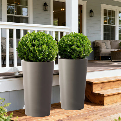 Pack of 2 Square Planter 22-Inch High Faux Rattan Design with Automatic Watering System....