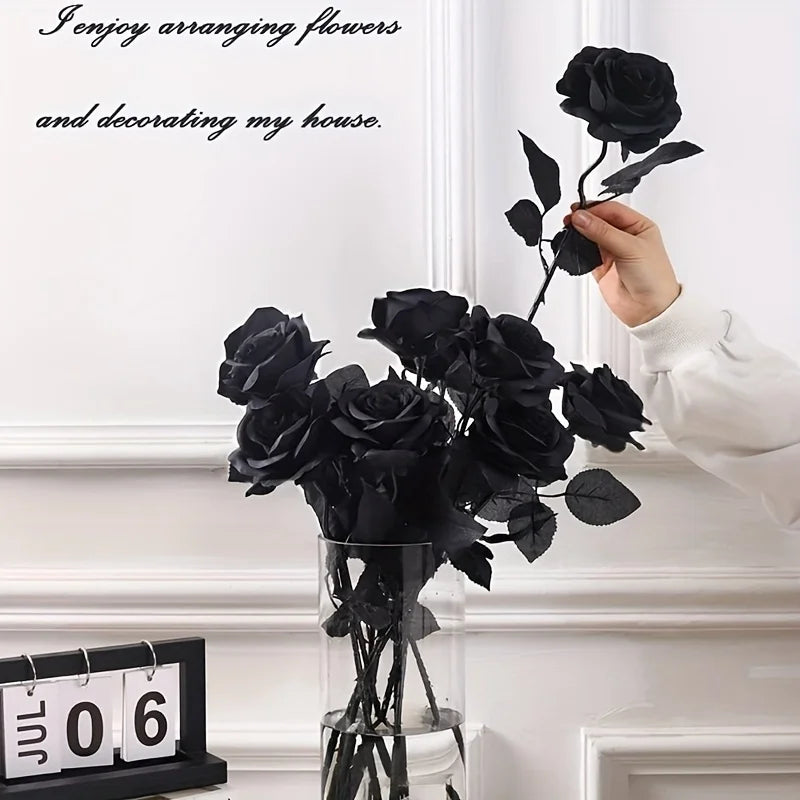 Artificial Black Roses  Long Stem, with No Container
