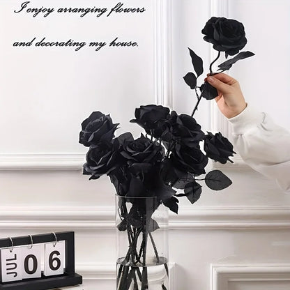 Artificial Black Roses  Long Stem, with No Container