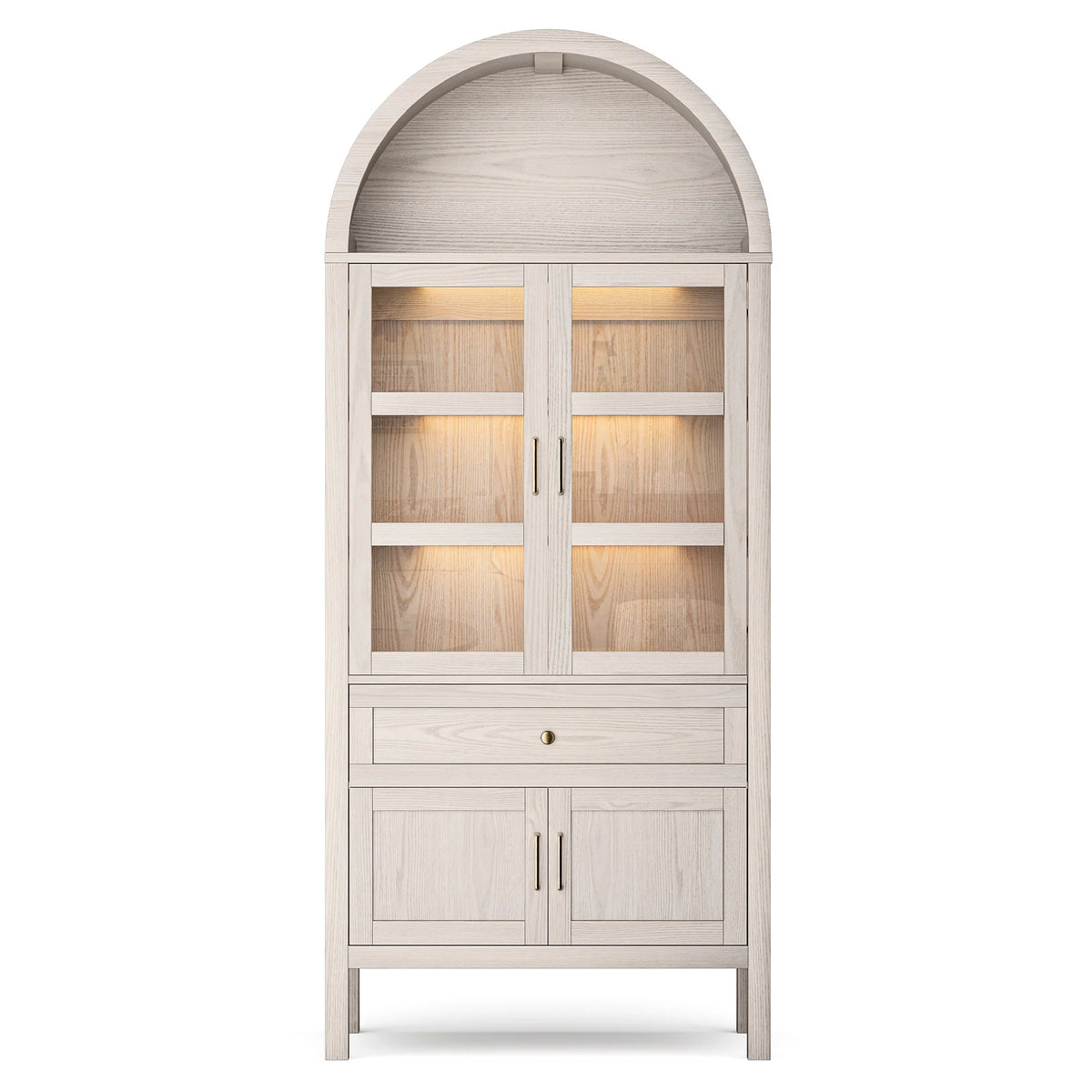 Arched Wooden Storage Cabinet,71'' H X 30.7'' W X 14.6'' D Adjustable with Dimmable LED Lights