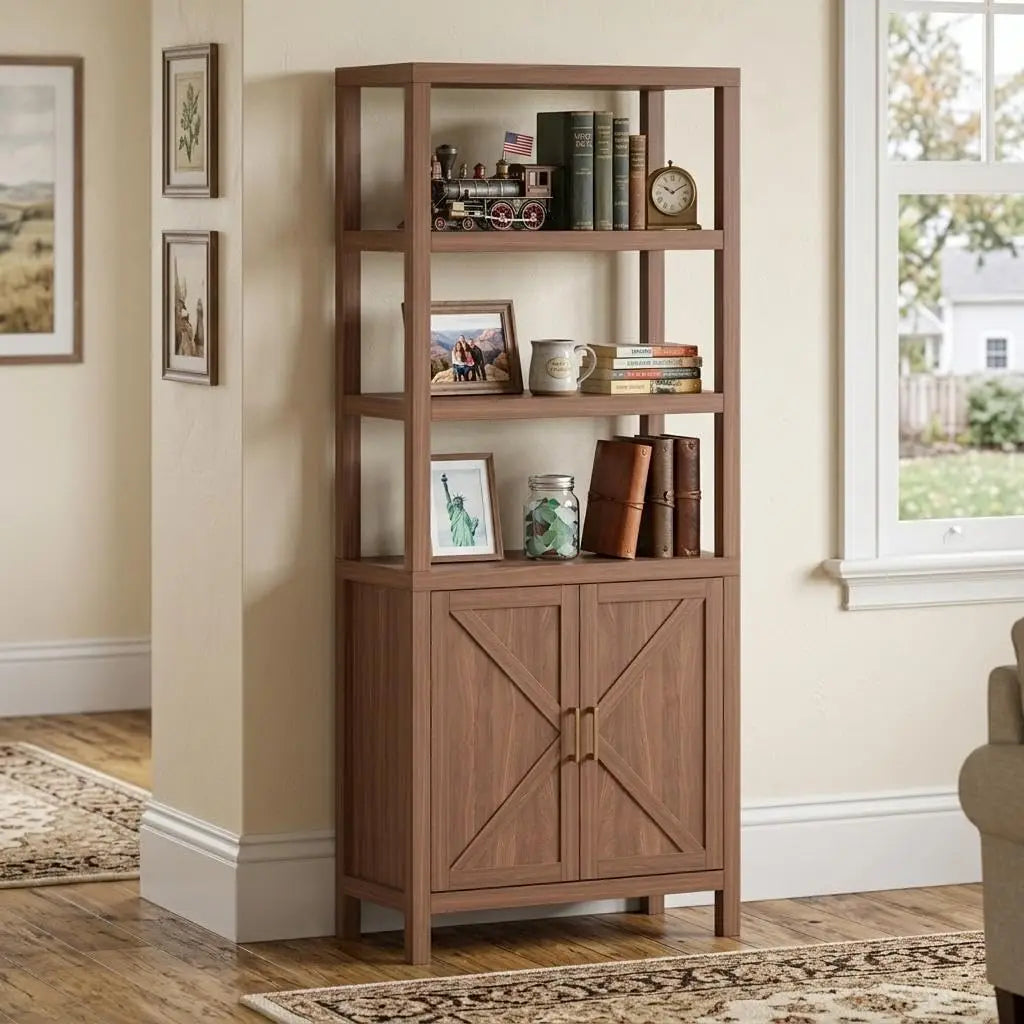 5-Tier Wooden Bookshelf Bookcase, Assembly....