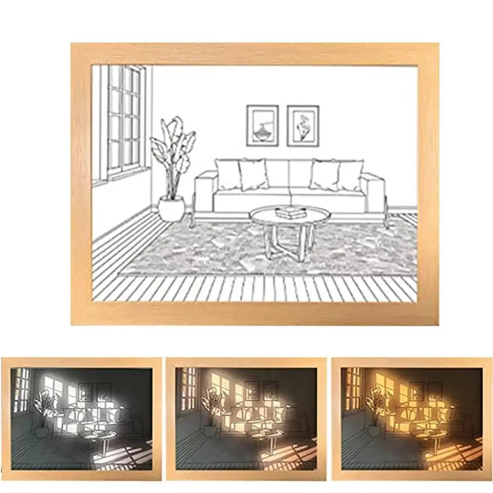 Creative Wall Art Painting, Lighting Picture Frame LED 3 Colors Night Light ....